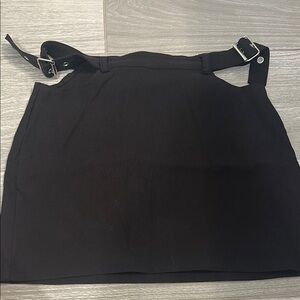 Black Mini Skirt with Buckle Detail